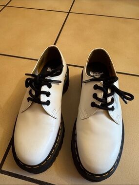Dr Martens 1461 Quad Retro White Leather Platform Shoes
